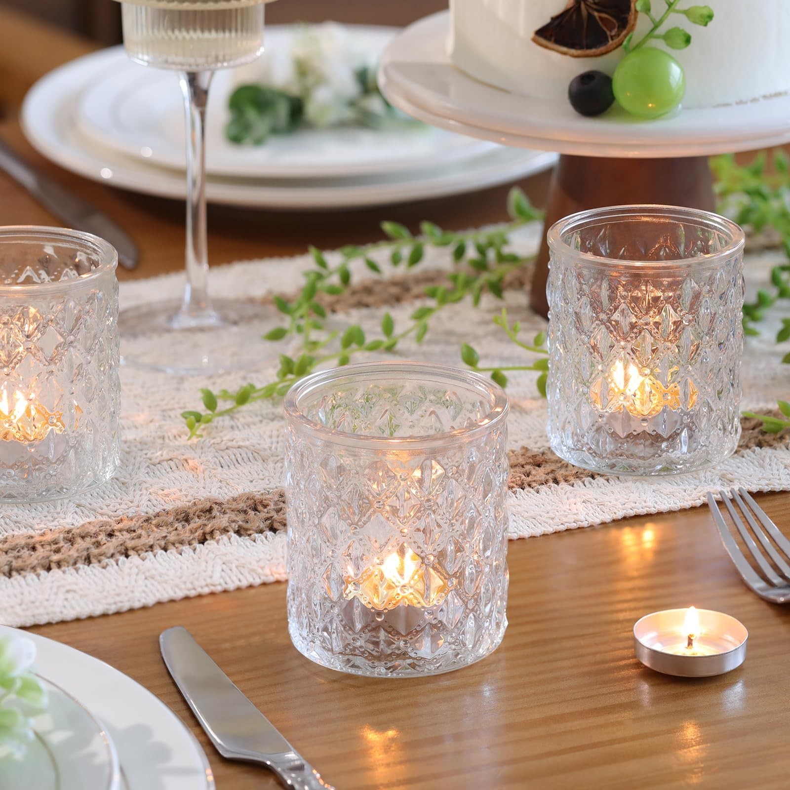 12Pcs Large Votive Candle Holders 2.8 * 3.2in Clear Tea Light Candle Holders ...