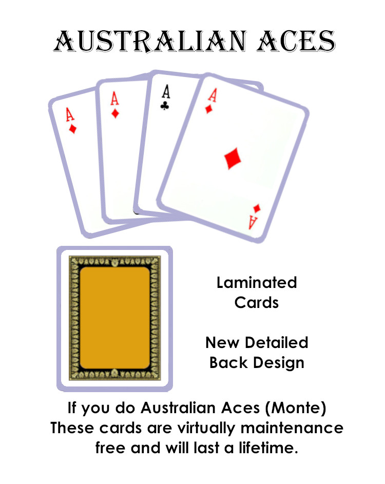 AUSTRALIAN ACES CUSTOM LAMINATED CARDS ONLY - FOR THE NICK TROST PACKET TRICK