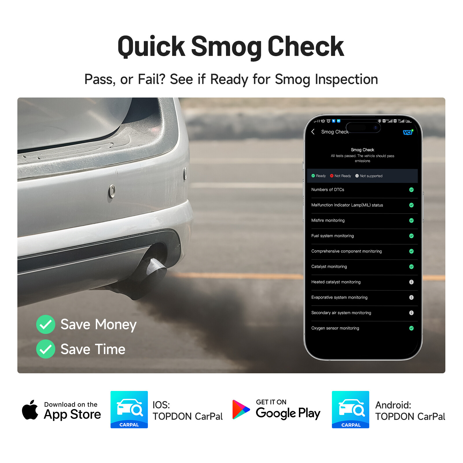 Check Engine OBD2 Scanner ABS SRS Transmission Diagnostic Scan Tool Code Reader