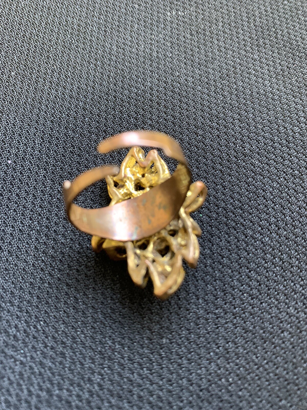 Vintage Adjustable Yellow & white rhinestone ring