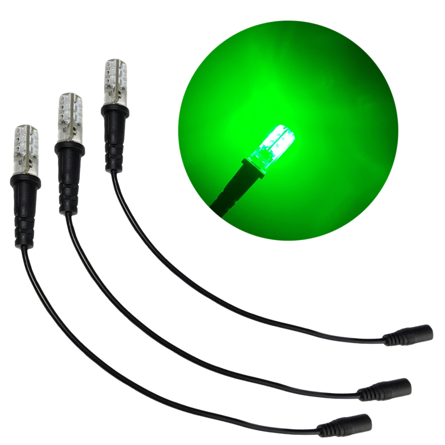 3 pack green special effects props scenery led 12 volts dc with cable socket G3P