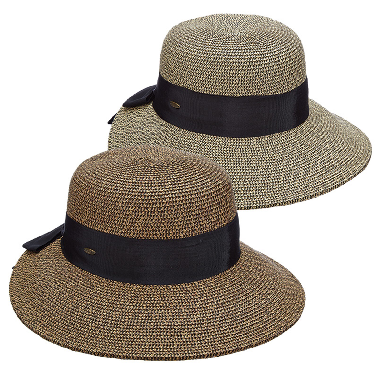 "Riviera" Women's Paper Braid Round Crown with 4" Brim Sunhat by Scala, #LP149