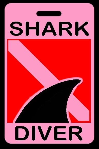 Pink SHARK DIVER with Dorsal Fin SCUBA Diving Luggage/Gear Bag Tag-New