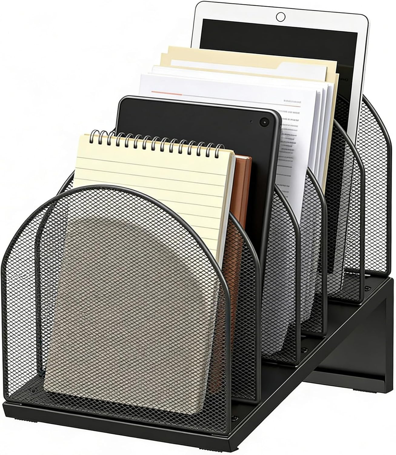 Desktop File Organizer, Desk Organizer with 5 Compartments, Paper Organizer for