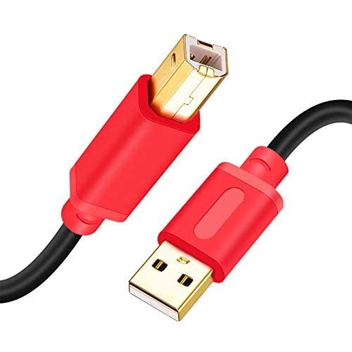 Tan QY Printer Cable 30Ft, USB 2.0 High Speed Gold-Plated Red, 30Ft