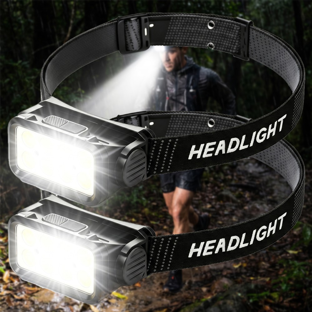 LED Headlamp Rechargeable Induction Headlight Torch Work Light Head Band Lamp