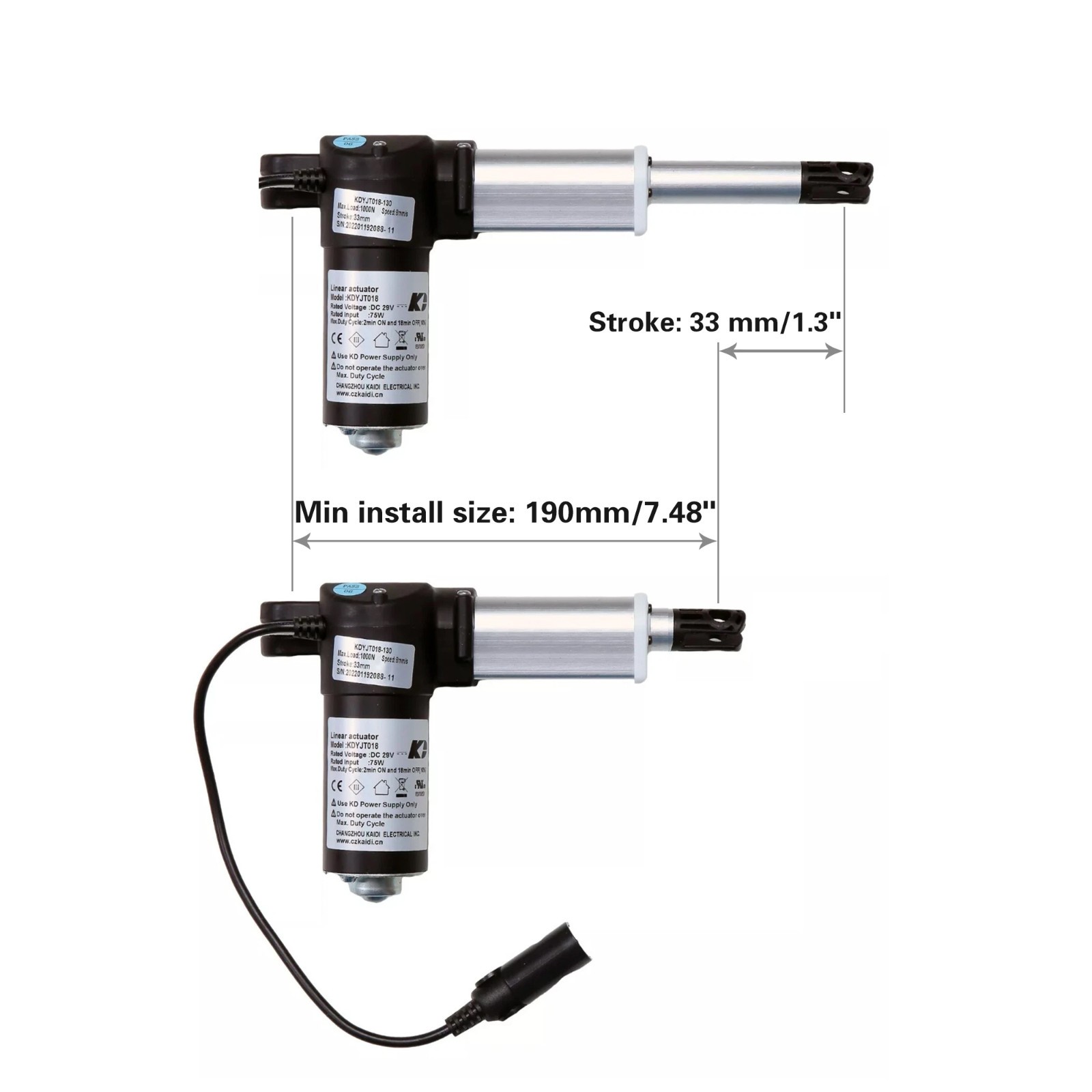 Motor Model KDYJT018 KDYJT018-130 Linear Actuator for Power Recliner Lift Chair