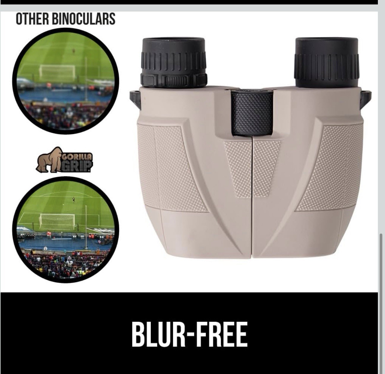 Gorilla Grip 10×25 Compact Binoculars – Shock-Resistant Tan 🦍