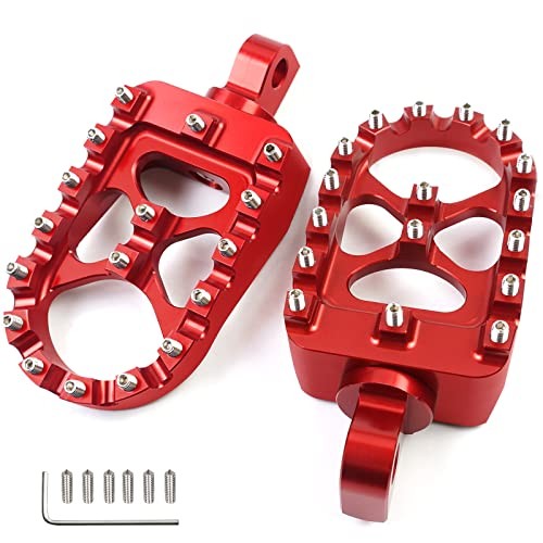 Red CNC Motorcycle Pegs - 360° Roating Aluminum - Wide Foot Pegs - Adjustable