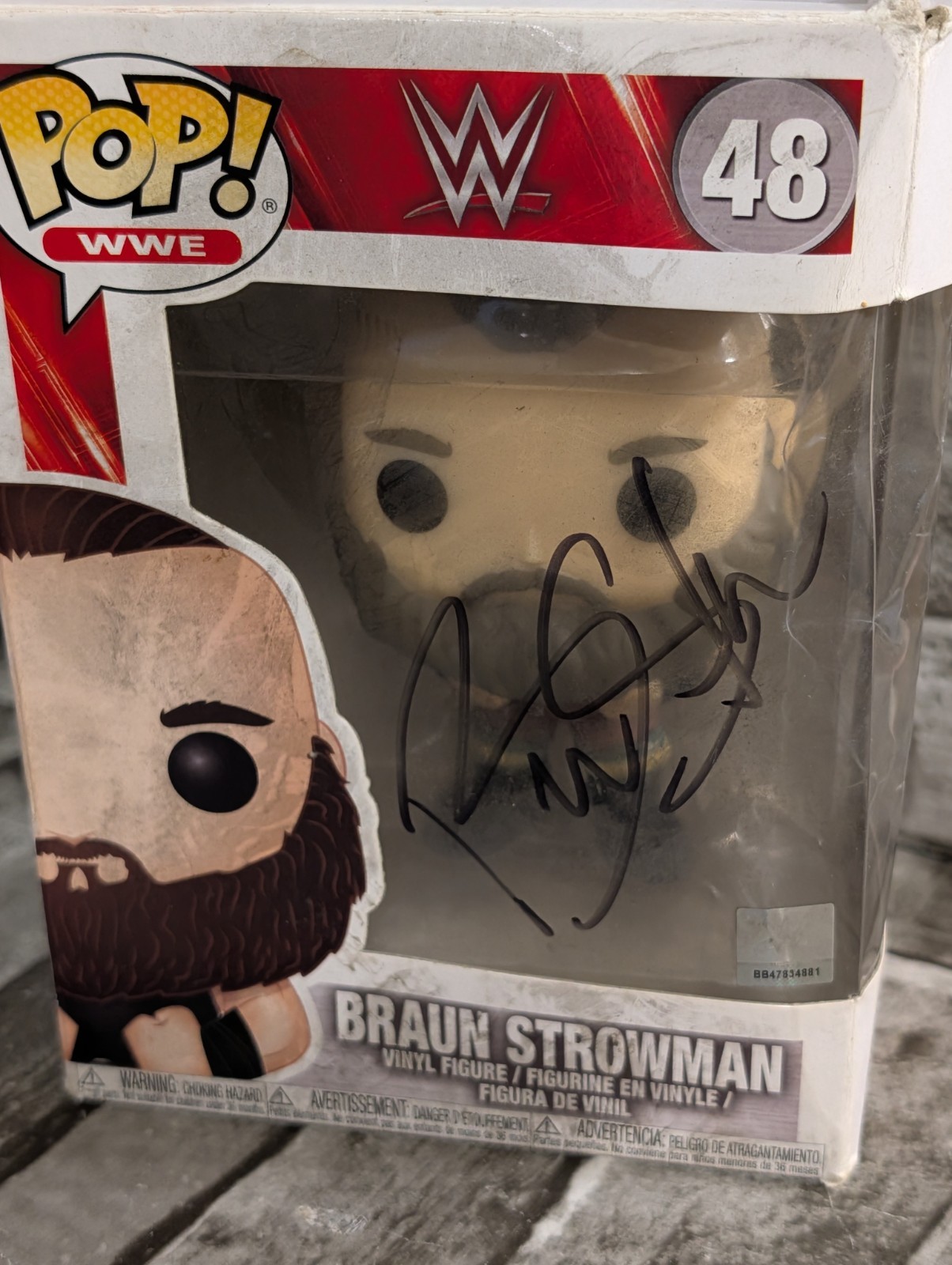 SIGNED BRAUN STROWMAN FUNKO POP FROM 2018 WRESTLEMANIA( From Here In Everett Wa)