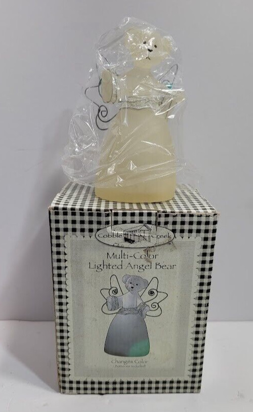 Cobble Creek Multi-Color Lighted Angel Bear w/ Box. Unsure if ever used