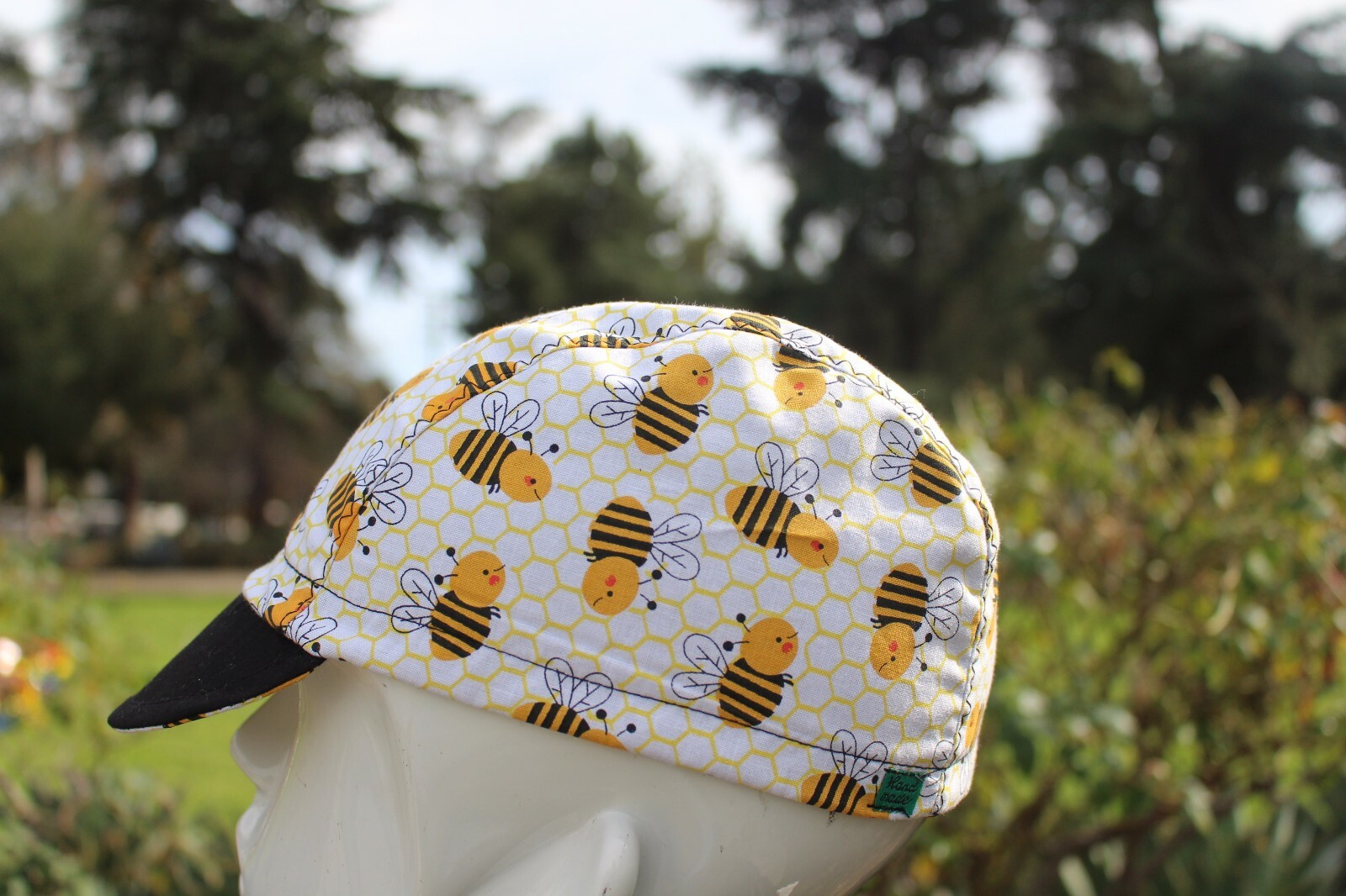 CYCLING CAP HAPPY BEE BEE HANDMADE IN USA   S M L