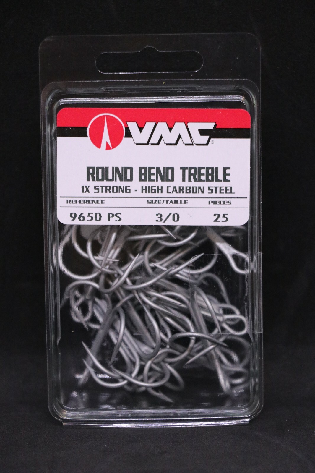 VMC 9650PS Perma Steel Treble Hooks - Size 3/0 - Pack of 25 - 9650 Carbon Hooks