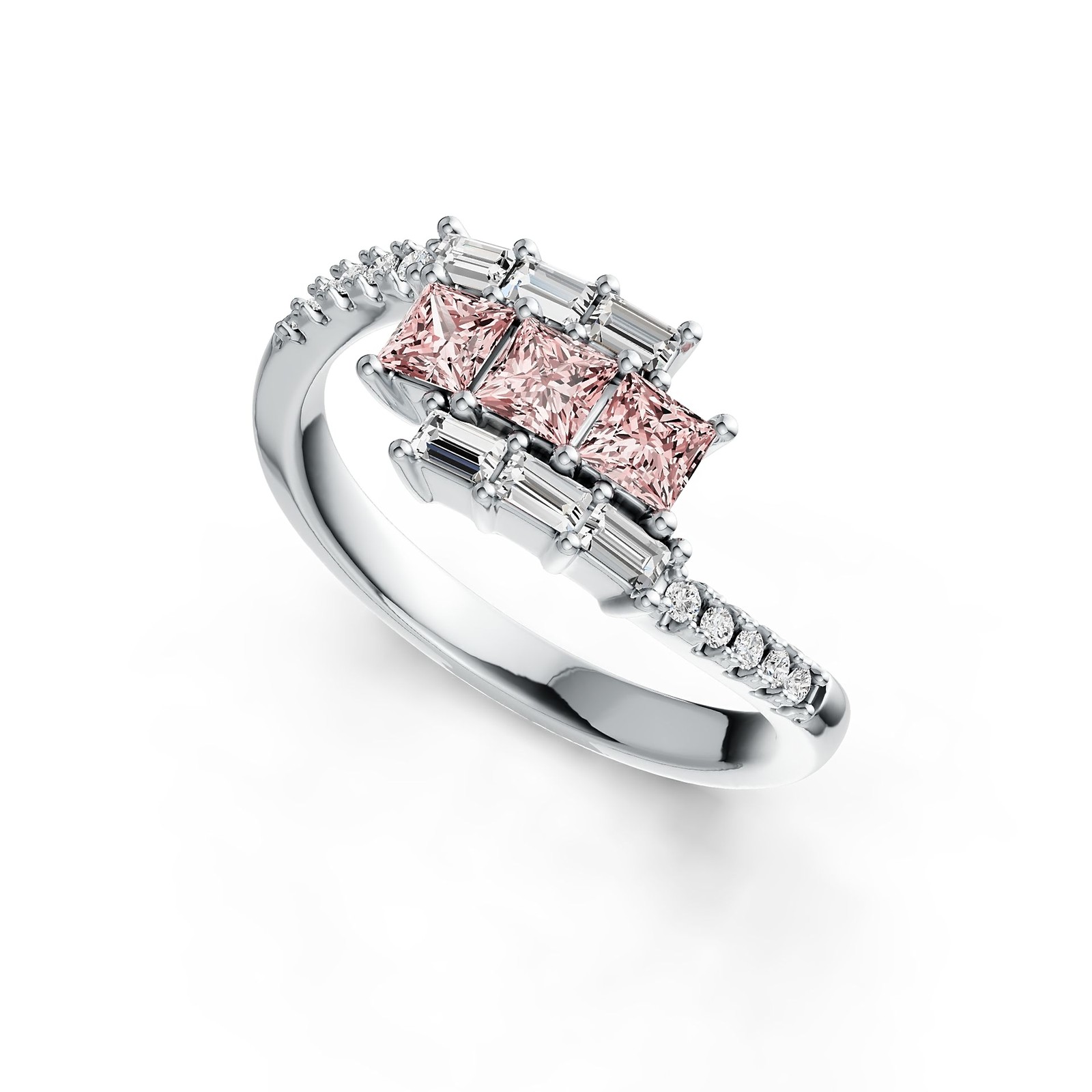 Sterling Silver Semi Mount Ring Setting Princess SQ 3X3mm with White Topaz