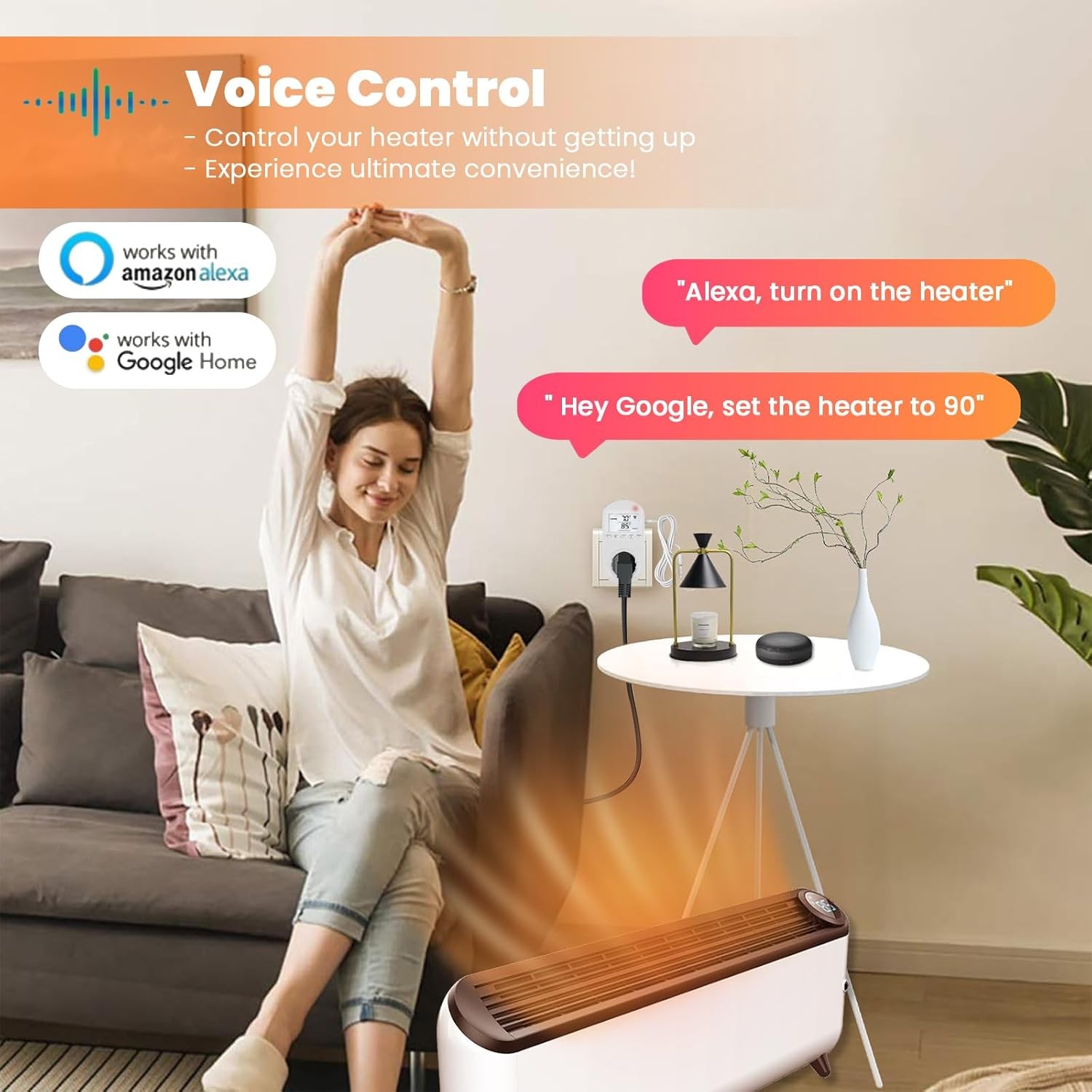 New Generation! Smart Wifi Heating Cooling Temperature Controlled Outlet, Compa