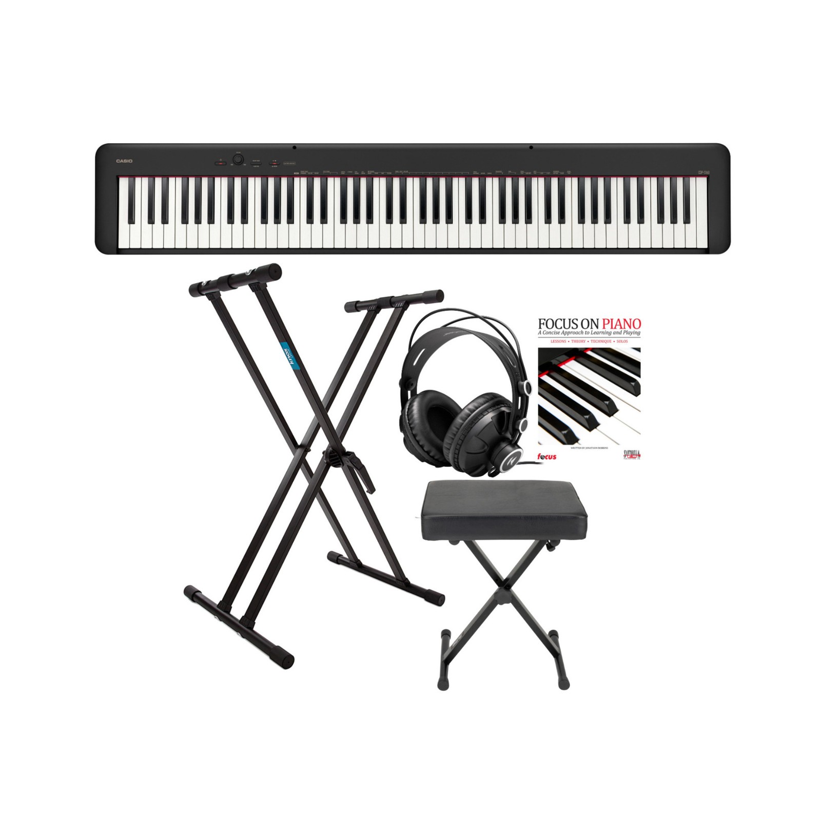 Casio CDP-S160 88-Key Digital Piano (Black) Bundle with Stand and Accessories