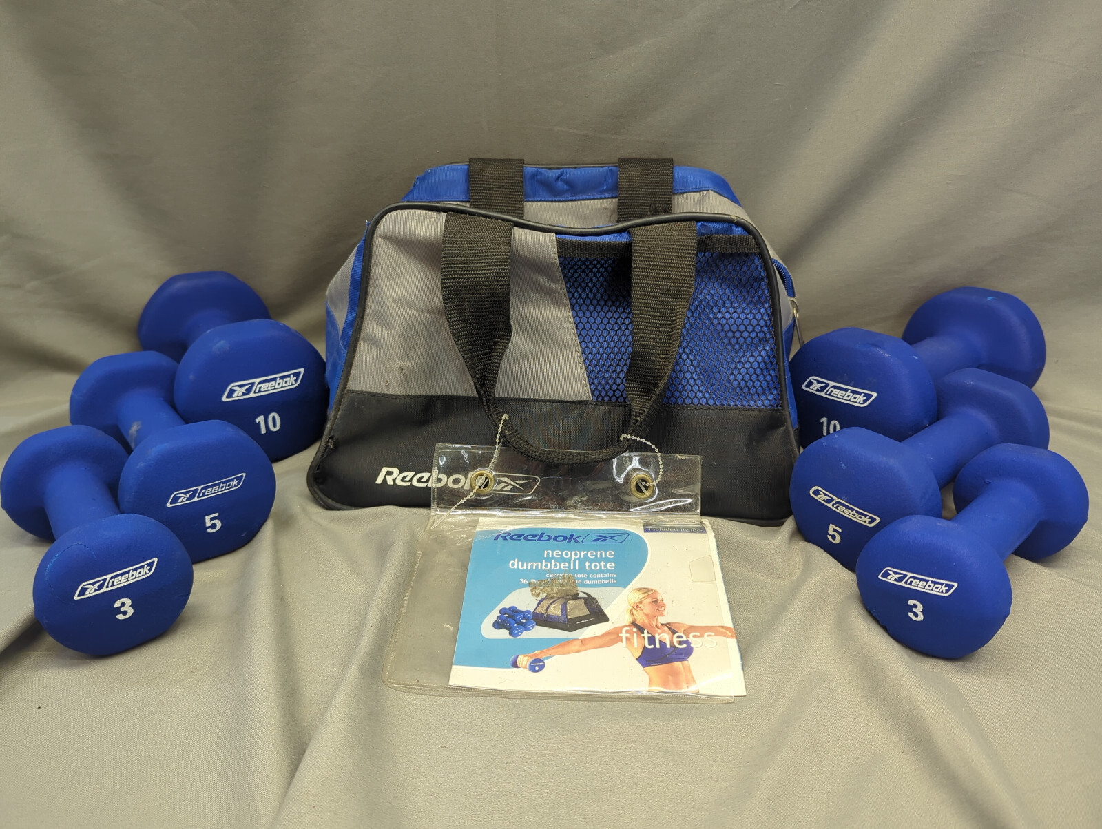 Lot of Reebok Dumbells with Carrying Bag