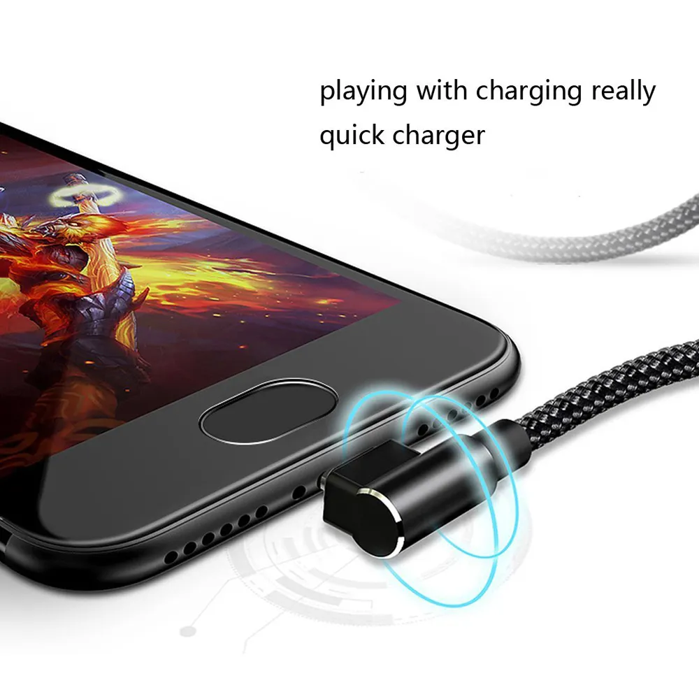 Type C 90 Degree Right Angle USB C 2.4A Fast Data Sync Charging Charger Cable