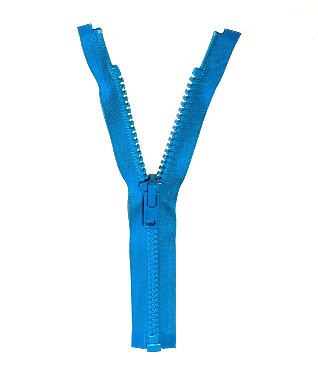 50 Pack Of New YKK  Molded Plastic Blue Color #028 Jacket Zippers - Length 9.0"