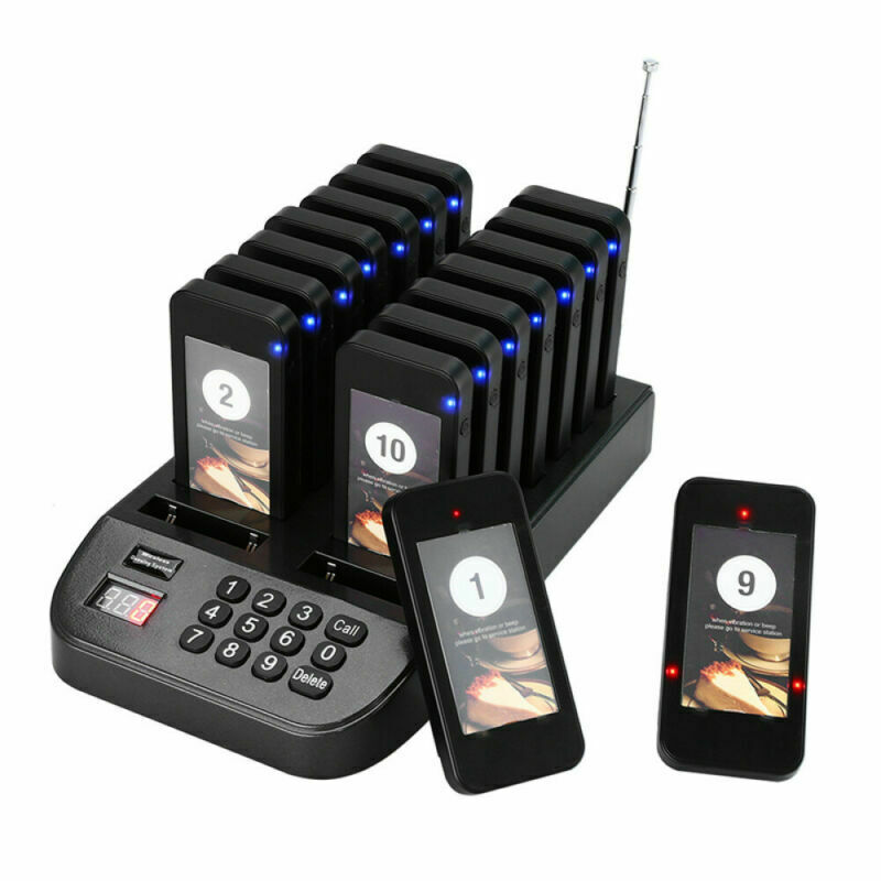 Restaurant Pager Calling Button Keypad+16 Receiver Wireless Paging Queue System