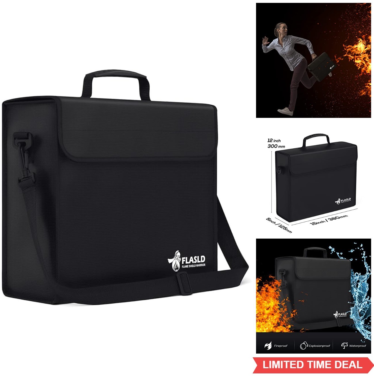 Fireproof Document Bags 15x12x5 Large Water Resistant Holder Portable Filing