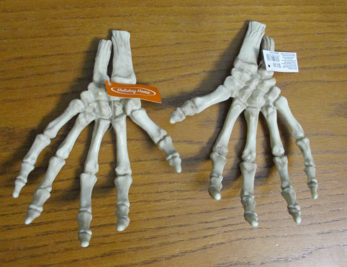 2 - Hand Skeleton Halloween Prop Decor - 8.25" long