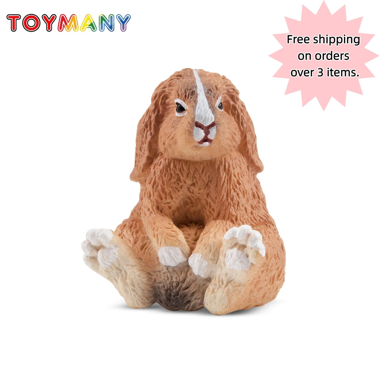 Toymany French Lop Figurine Realistic Collectible  Rabbit Gift Farm Animal