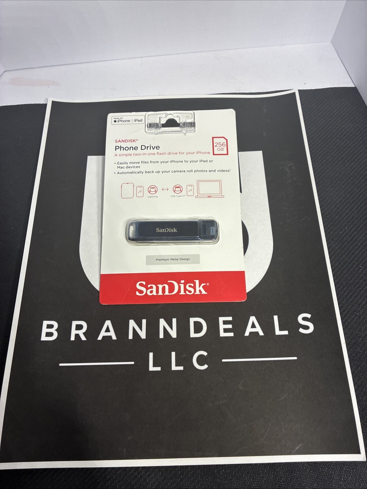 SanDisk Phone Drive 256GB USB Type-C to Lightning Flash Drive iPhone iPad NEW