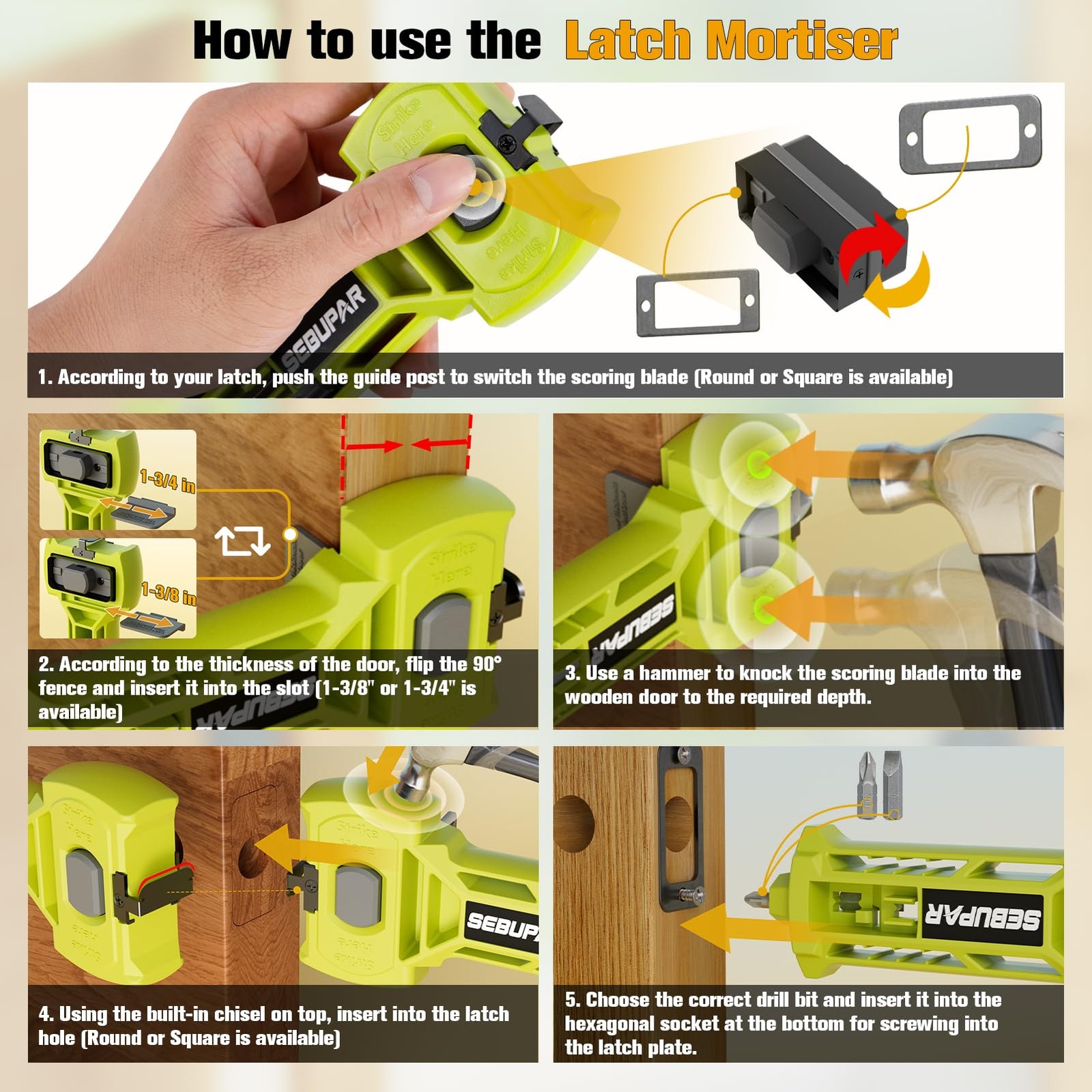 Door Hinge & Latch Installation Kit, Mortiser Template, Green