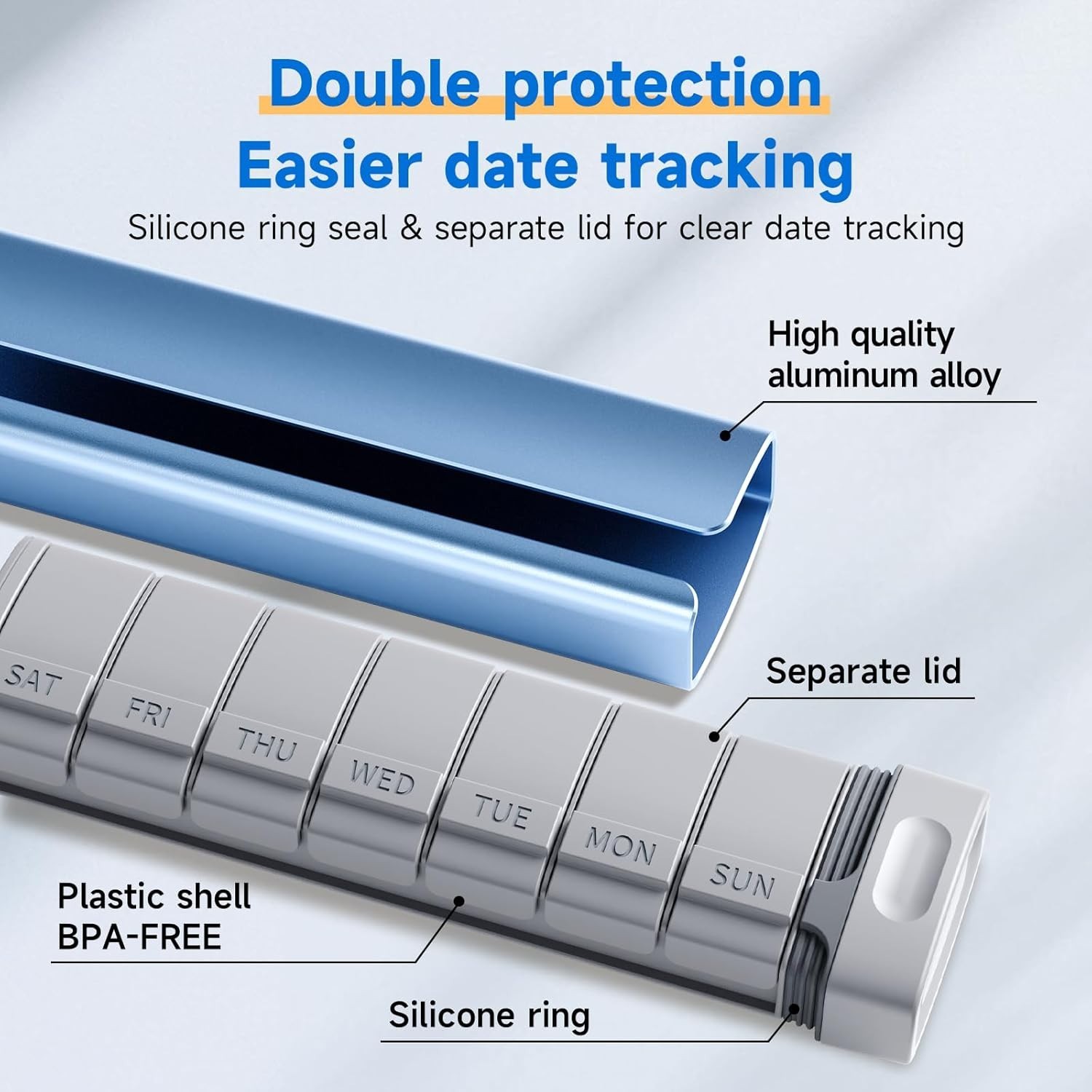 Blue Weekly Pill Box - Safe, Stylish & Lightweight for Travel Essentials