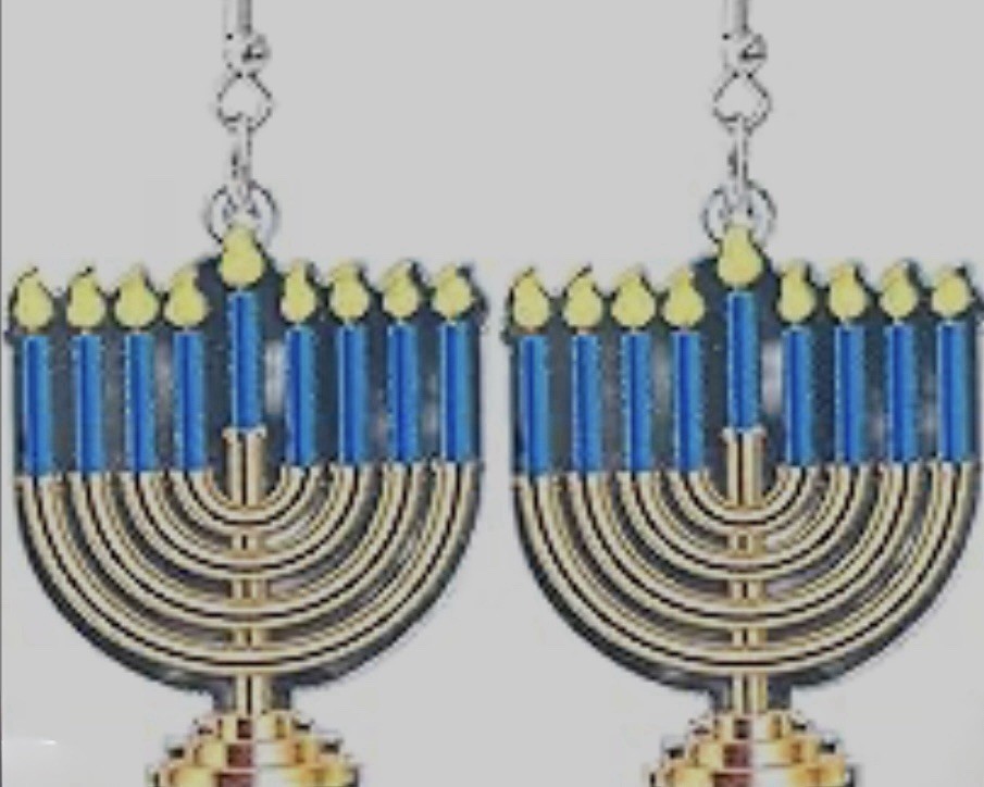 Colorful Hanukkah Chanukah Candle Star Gnomes Shape Earrings