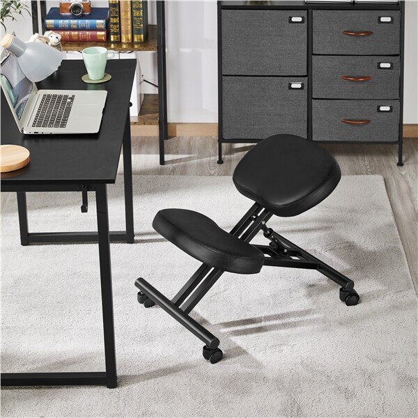 Ergonomic Kneeling Chair Adjustable Posture Chair Stool with Angled Seat Black