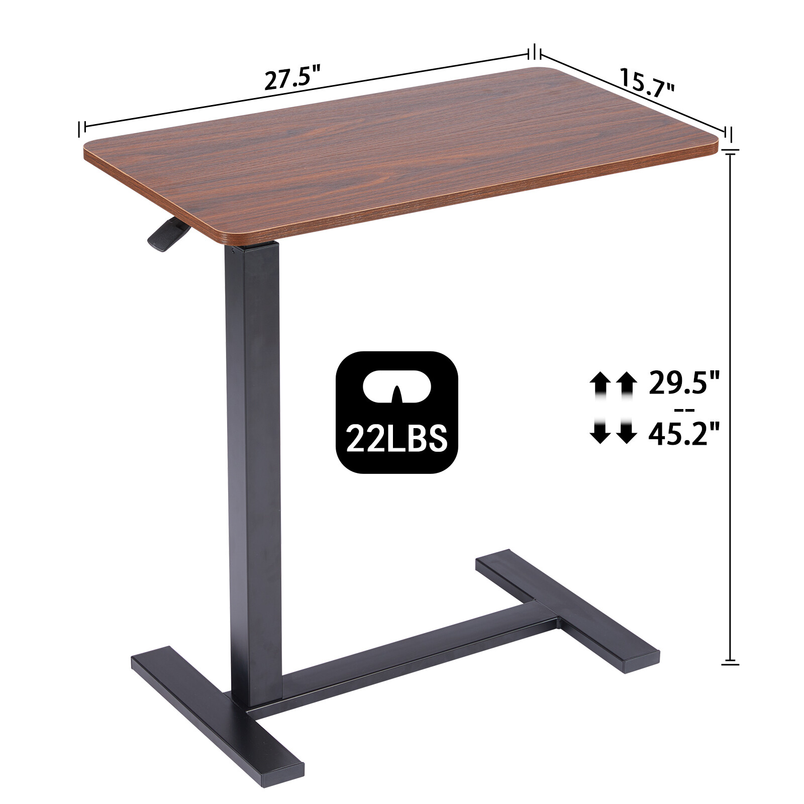 Bedside Laptop Table with Wheels Rolling Mobile Standing Desk Height Adjustable