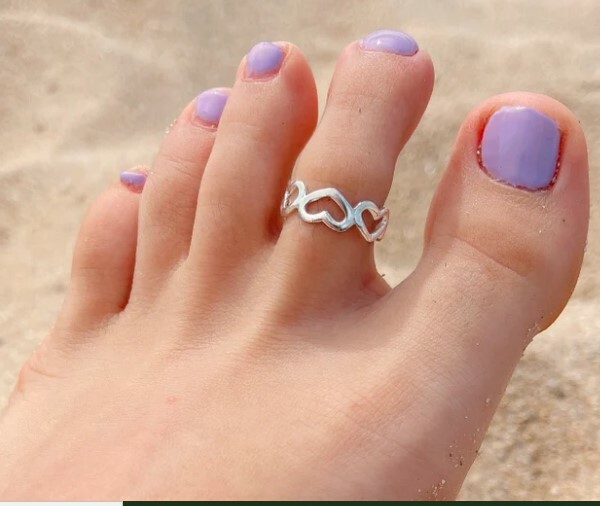 Valentine Day Gift Women Heart Toe Ring Solid Metal 925 Silver White Gold Plated