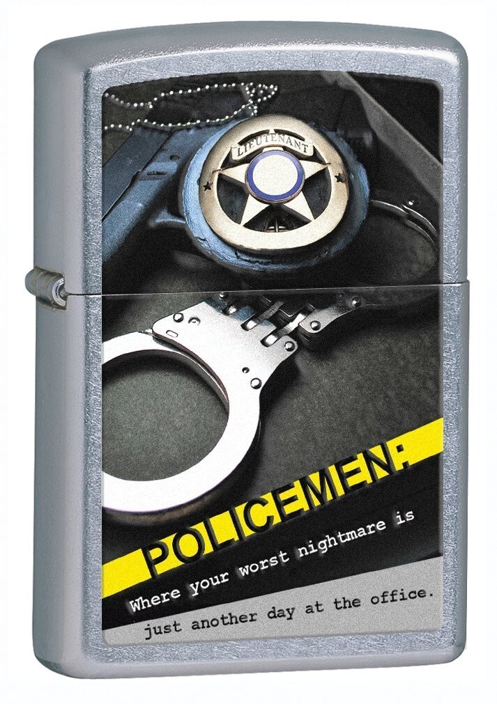 Zippo Street Chrom Police Badge handcuffs Lighter 28279