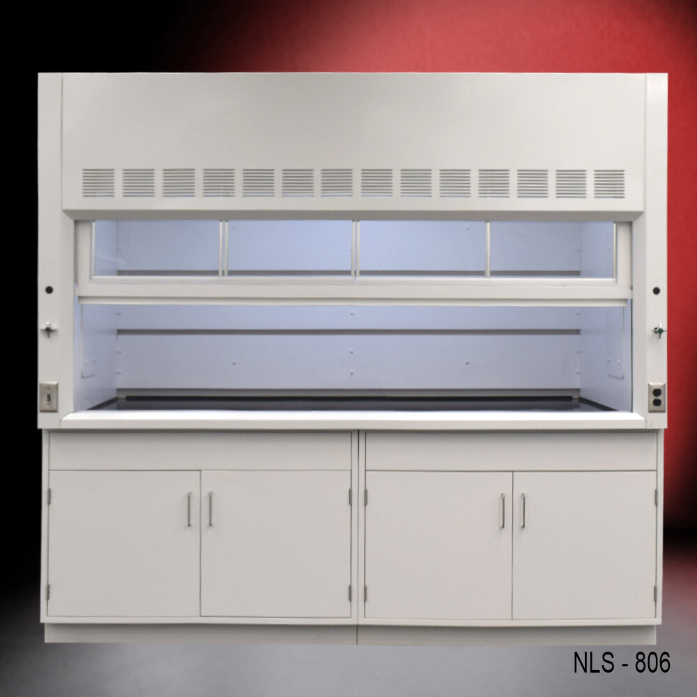 Fisher American 8' Laboratory Fume Hood Exhaust / Storage / Dual Sash / E2-003