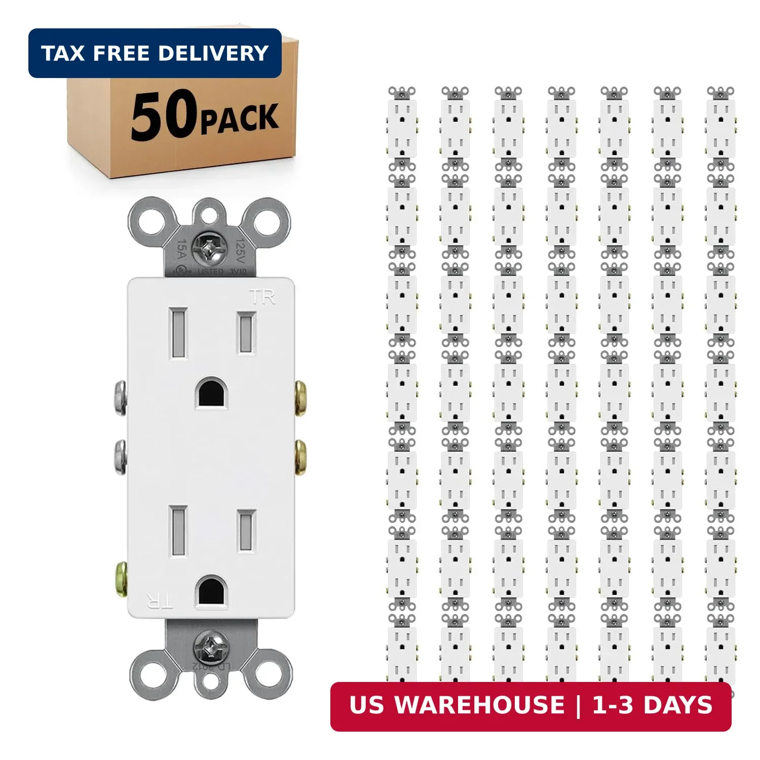 Decorator Receptacle Outlet, Standard Electrical Wall Tamper Resistant Dec