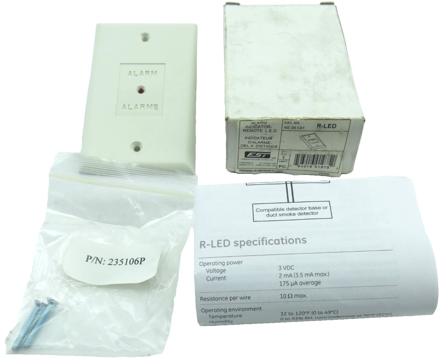 EDWARDS EST R-LED FIRE ALARM INDICATOR REMOTE LED WHITE NEW IN BOX