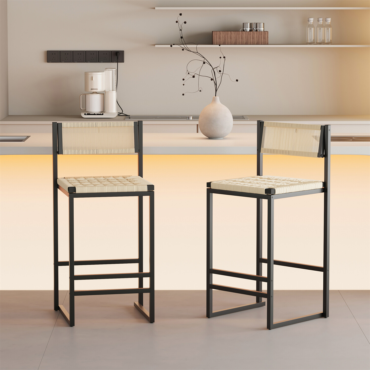 Set of 2 Bar Stools Bar Chair Modern Kitchen Counter Height Dining Chair