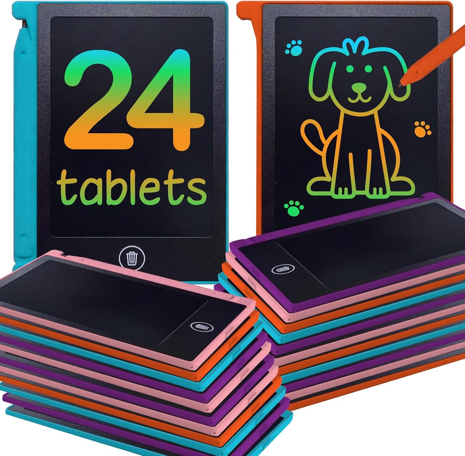 Versatile 4.5'' Kids LCD Writing Tablets - 24 Pack for Creative Learning Fun