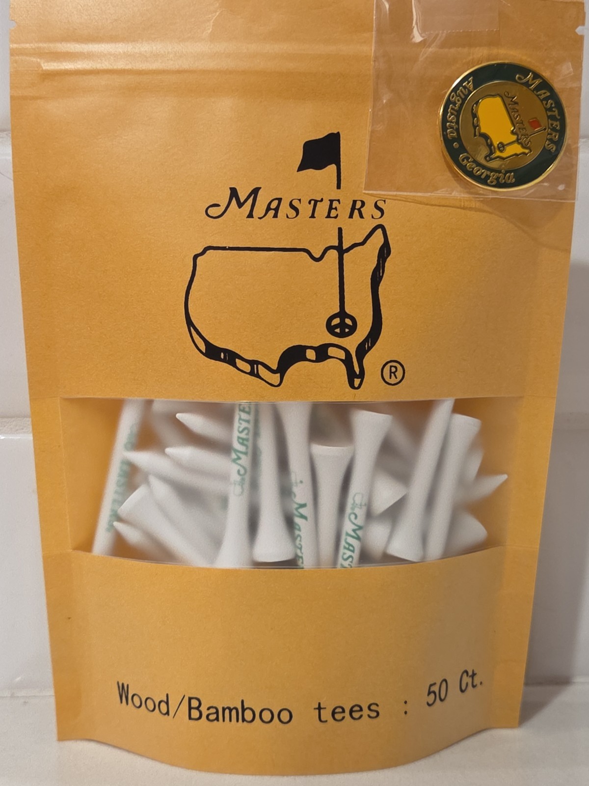 Masters Golf Tees (50) Pack Wood/Bamboo 2 3/4 Inch. WITH FREE JUMBO BALL MARKER