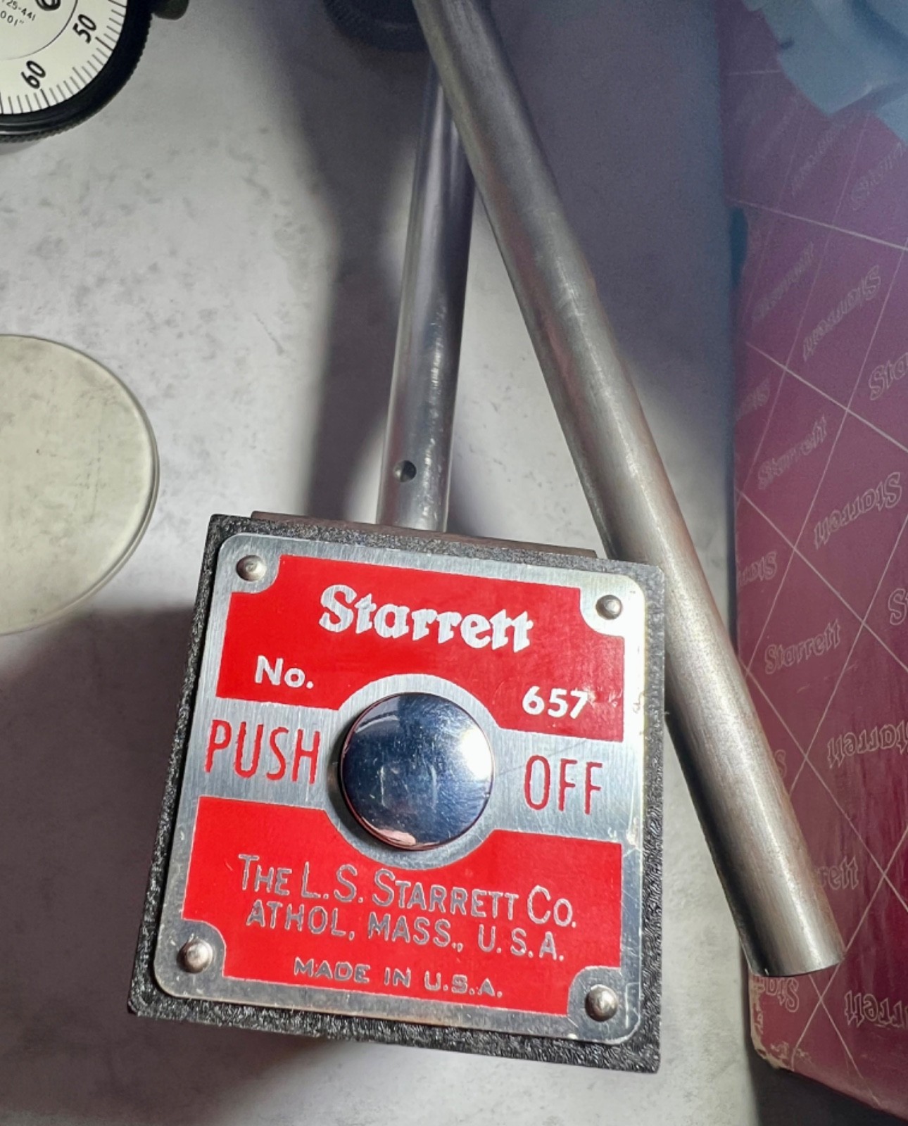 Starrett 657D Magnetic Base Indicator Holder 25-441 Dial Indicator Set Boxes USA