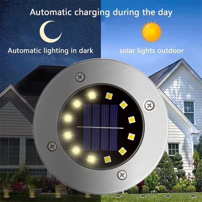 8/20LED Solar Power Disk Light Outdoor Garden Solar Underground Light Deck Light