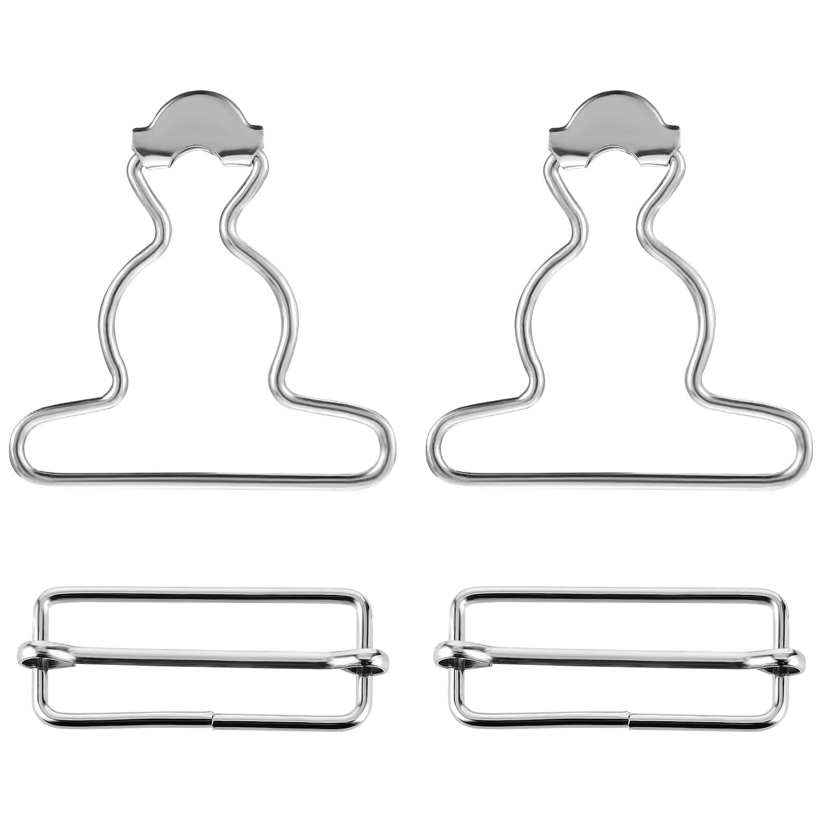 Lusofie 2 Pairs Metal Overall Buckles Suspender Buckle with Rectangle Adjusta...