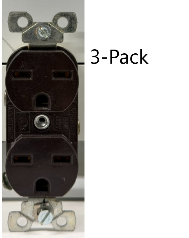 RECEPTACLE (3-PACK) BROWN NEMA 6-15R 15A-250VOLT FREE SHIPPING