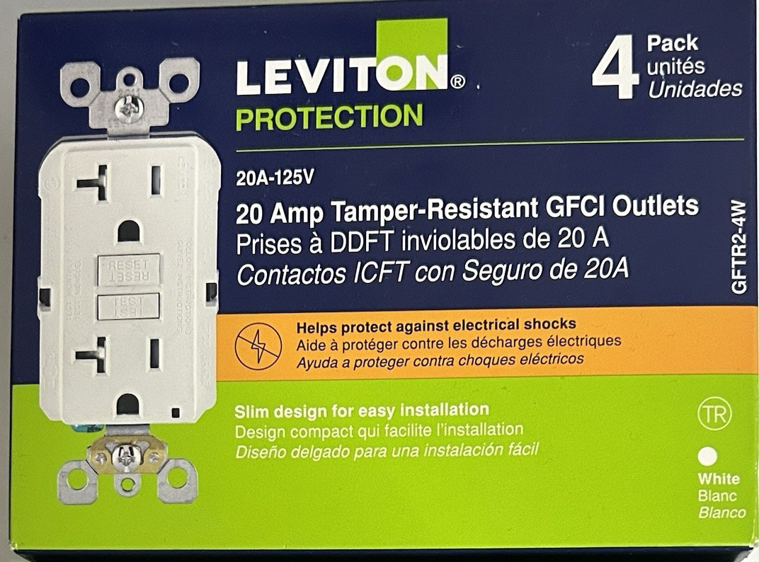 Leviton GFTR2-4W 20 AMPI Tamper-Resistant  GFCI Outlets LOT OF 4PK FREE SHIPPNG