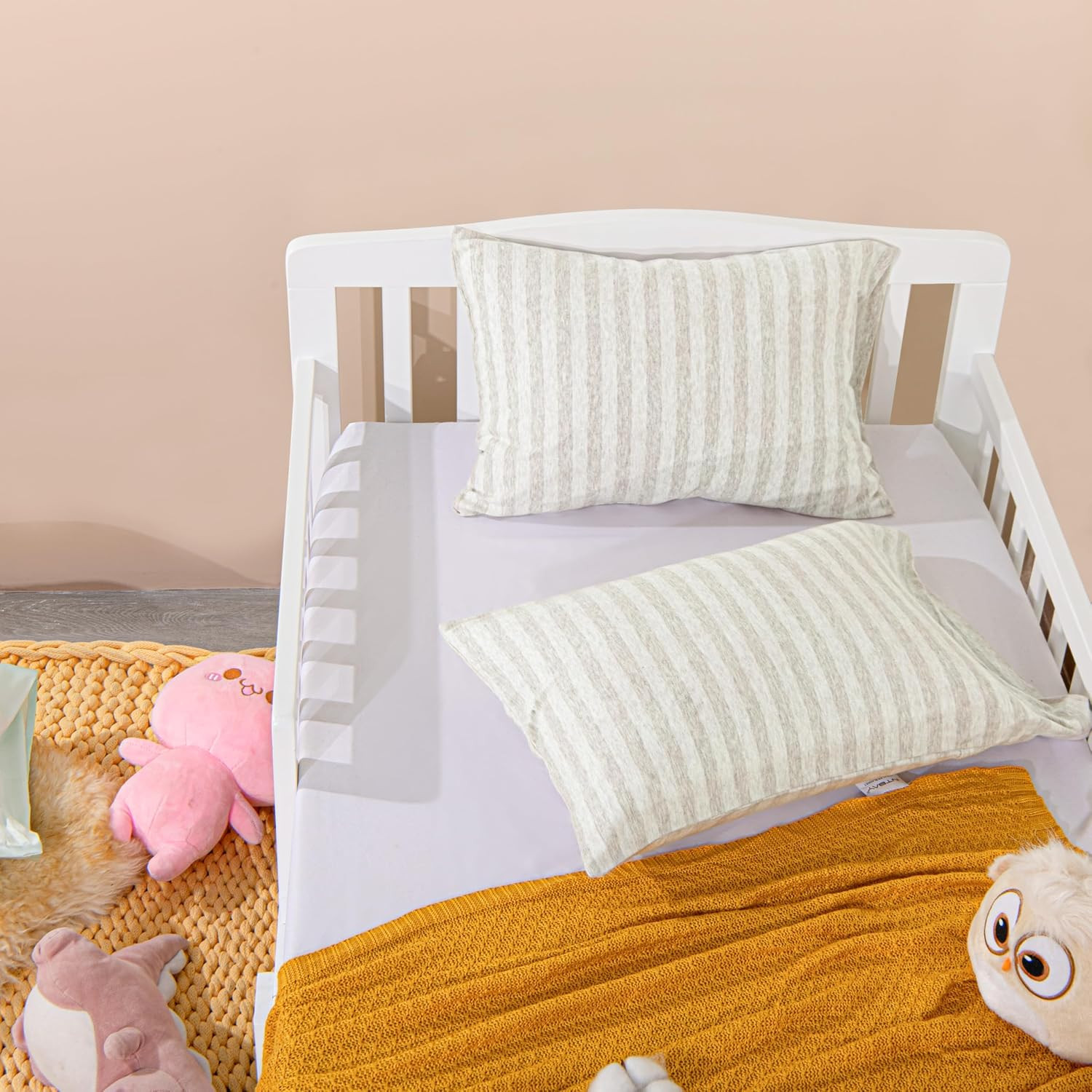 100% Natural Jersey Cotton Toddler Pillowcases, 2 Pack 13X18 Inches Ultra-Soft B