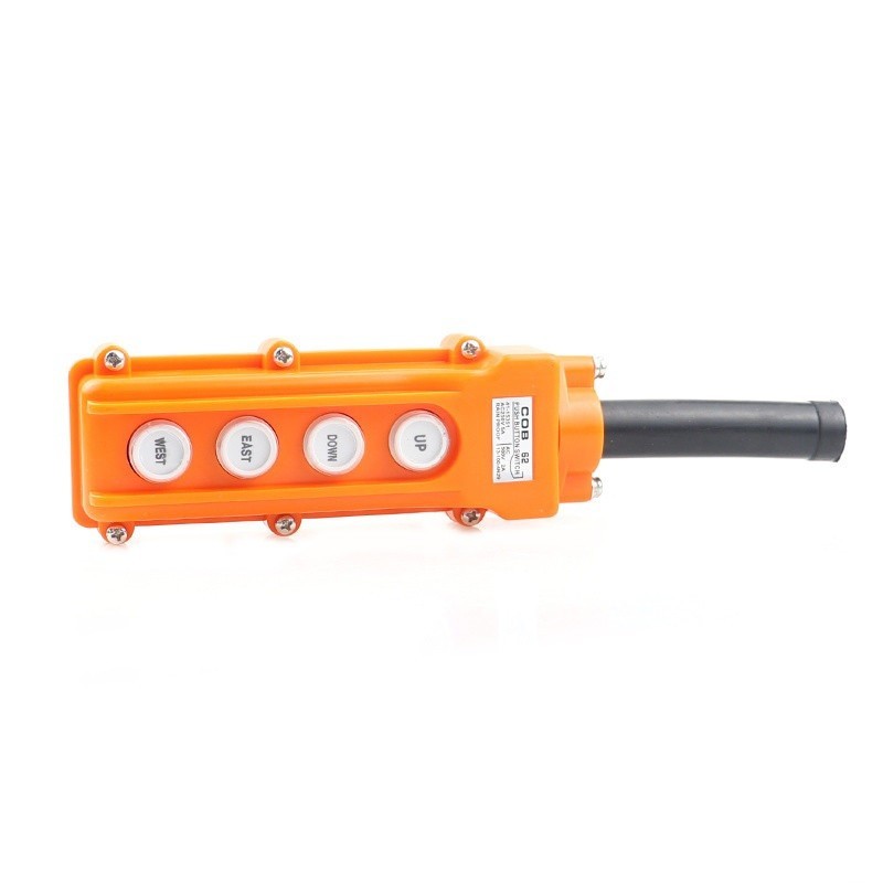 Crane Pendant Switch COB62 4 Way Push Button Orange Rainproof ABS Plastic