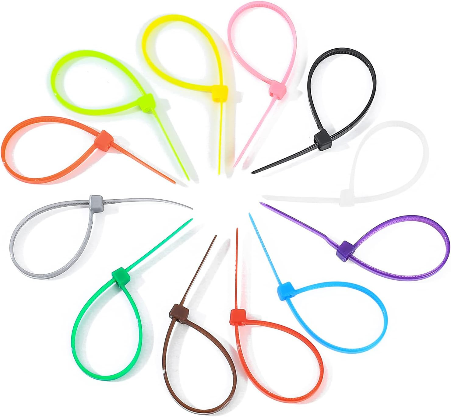 Mixed Colored Zip Ties 1200Pcs 4" Nylon Self-Locking Multi-Color Cable Ties Set
