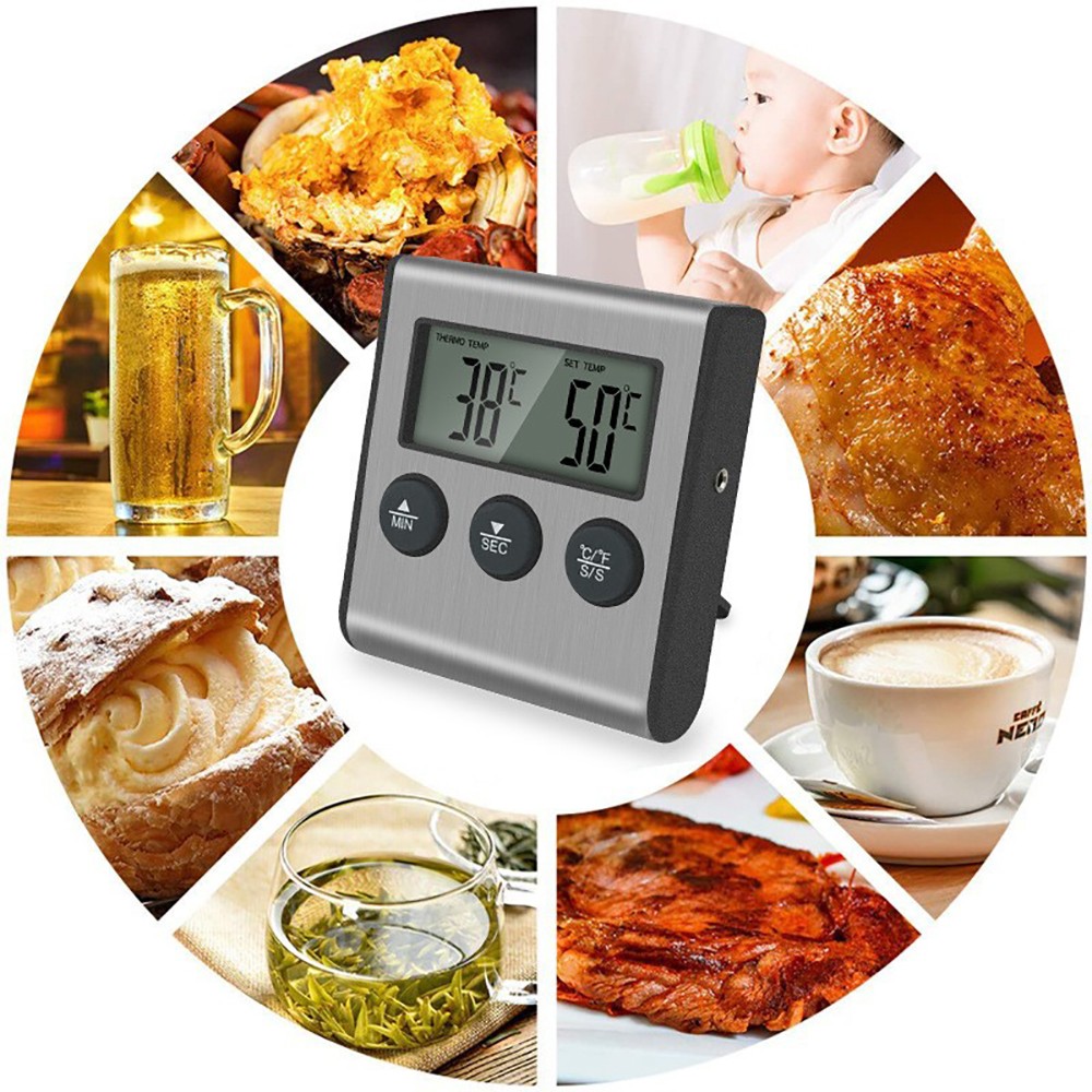 Remote Kitchen Cooking Digital Thermometer Probe Meat Food Temperature w/Timer